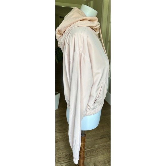 Forever 21 Active Jacket Blush Pink Hooded Zip Front Windbreaker Women's Large - Picture 4 of 8
